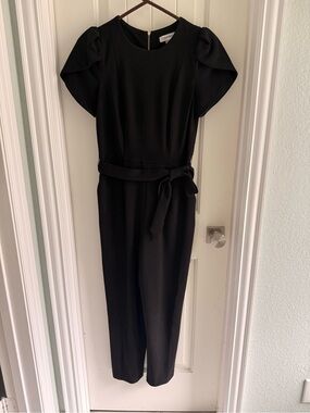 Calvin Klein Black Short-Sleeve Belted Jumpsuit